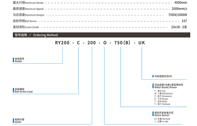 RY200-2500 齿轮齿条模组最大行程