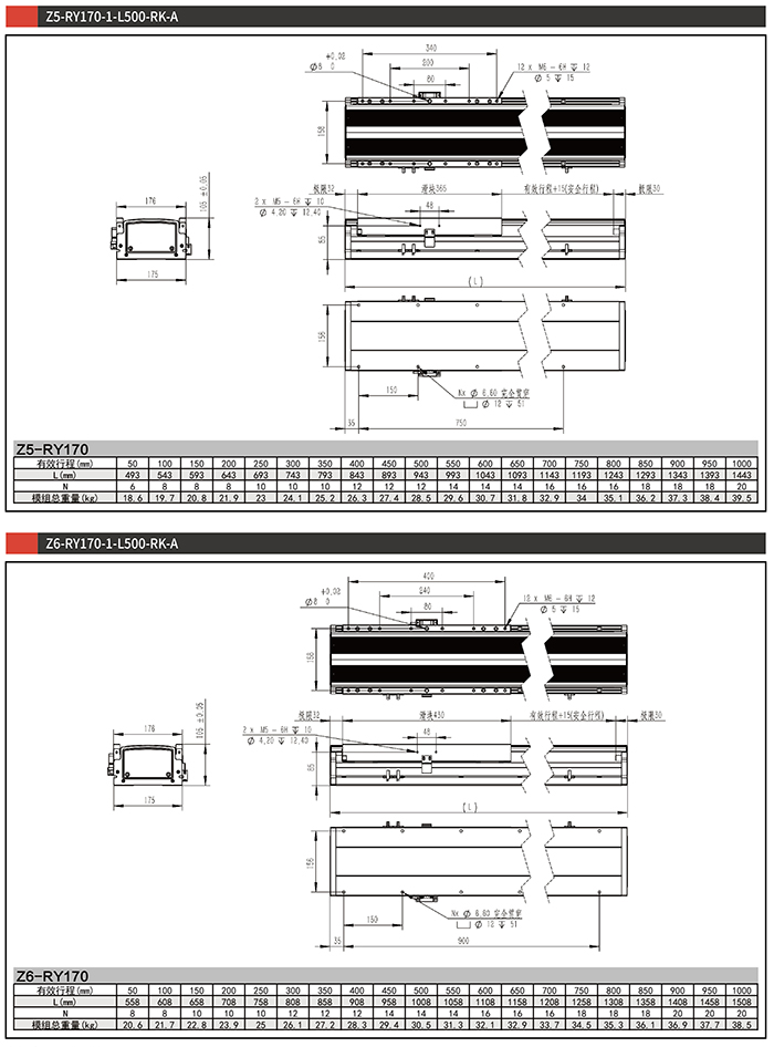 Z4-RY170-1-L500-R-A直线电机模组马达直连