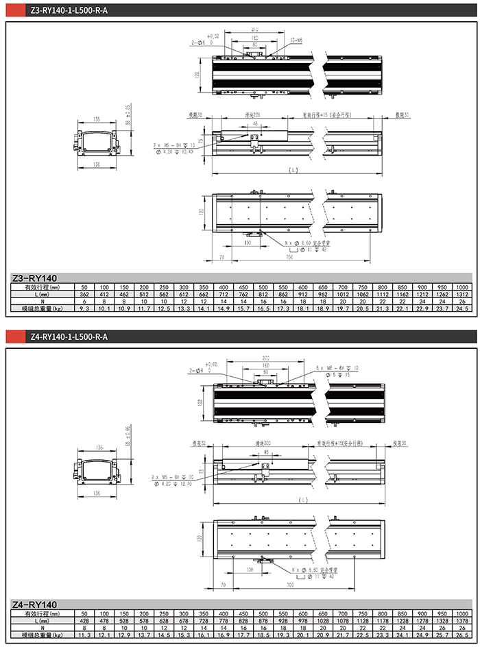 Z3-RY140-1-L500-R-A直线电机模组