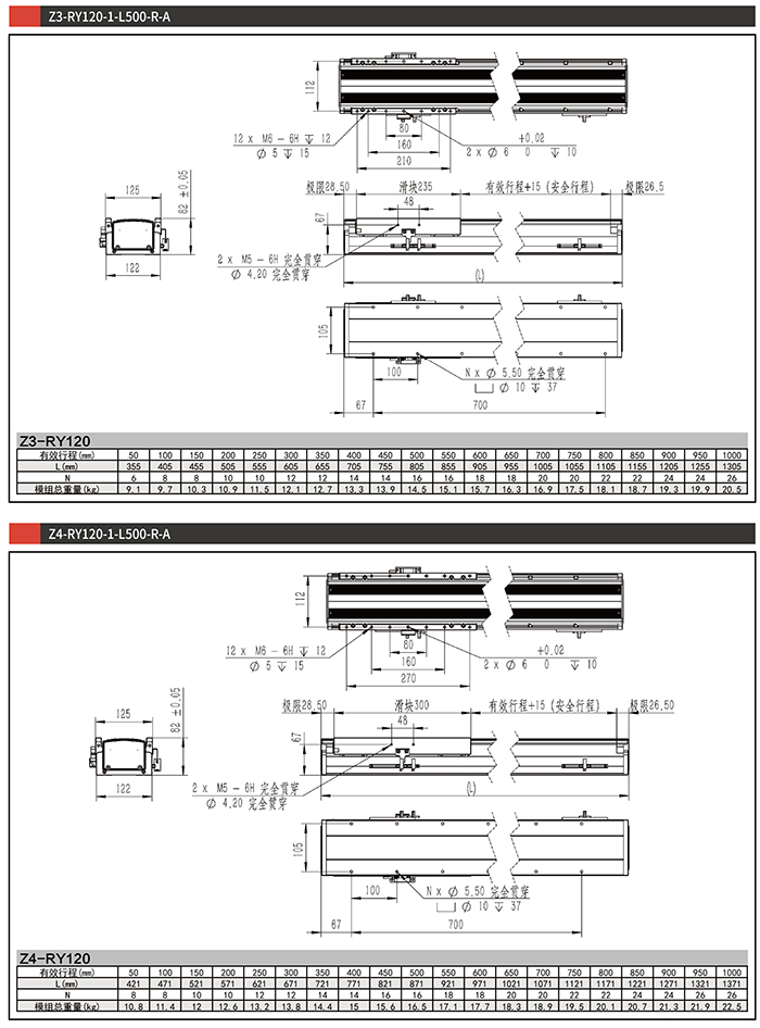 Z2-RY120-1-L500-R-A直线电机模组马达左折