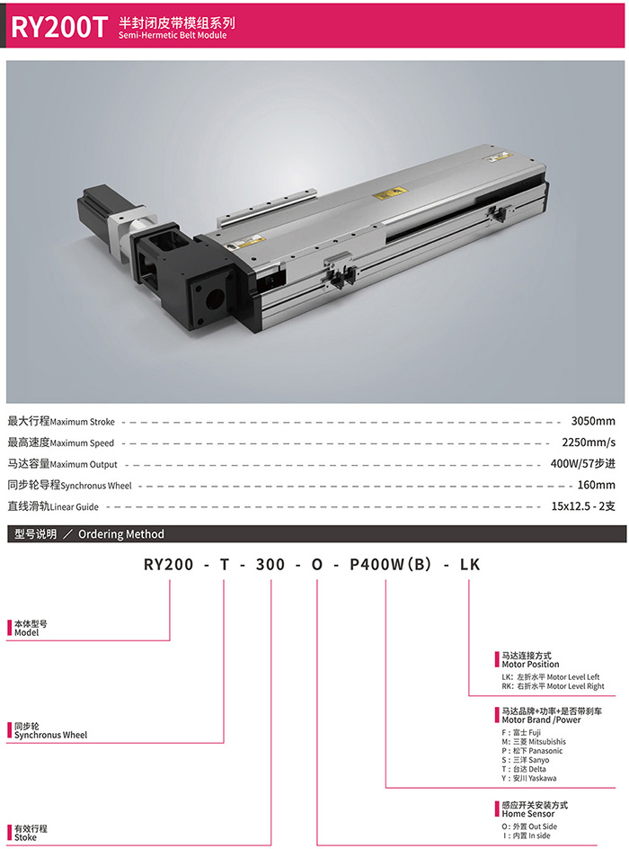 RY200T 半封闭皮带模组