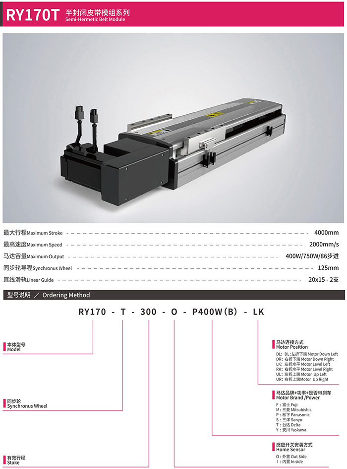 RY170T 半封闭皮带模组