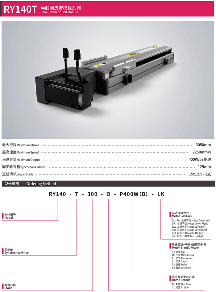 RY140T 半封闭皮带模组